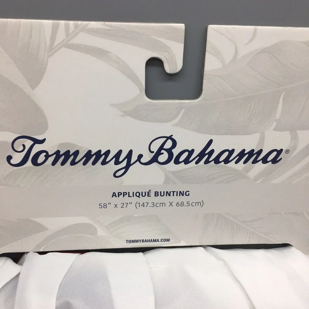 x5 Tommy Bahama Bunting Set Embroidered Handcrafted American Flag July 4th 58x27
